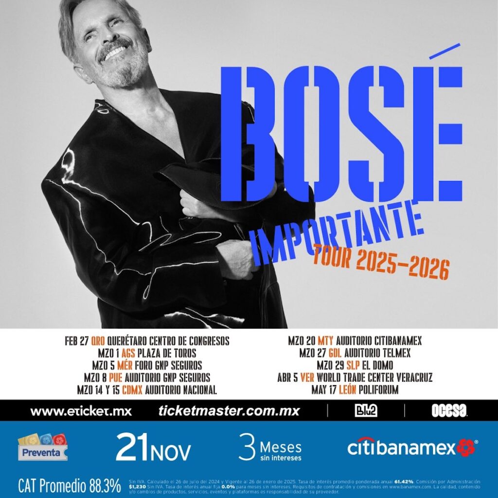 Miguel Bosé en México 2025 boletos: precios y dónde comprarlos ...