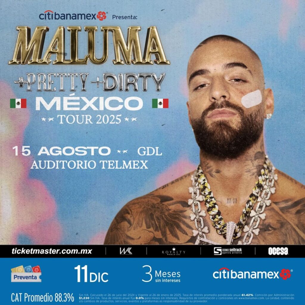 foto para nota de los precios de los boletos Maluma en Guadalajara 2025