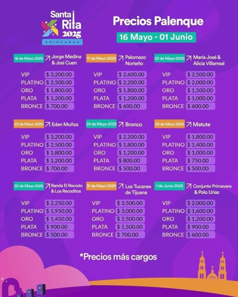 foto para nota de los precios de los boletos para el Palenque de la Feria Santa Rita 2025