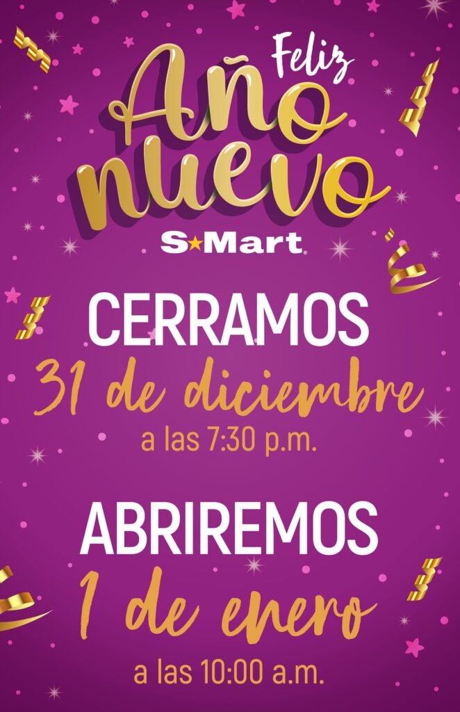 foto para nota de S-Mart: horario de mañana 31 de diciembre y 1 de enero 2025