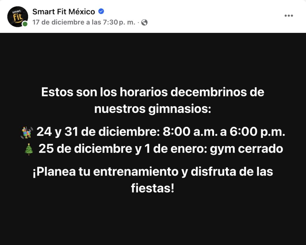 Smart Fit: horario de mañana 31 de diciembre y 1 de enero 2025