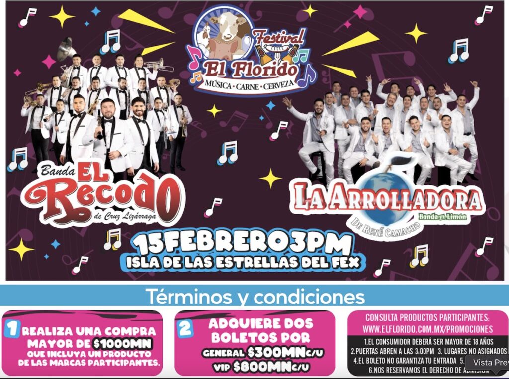 Boletos El Recodo y la Arrolladora en Mexicali: precios en El Florido