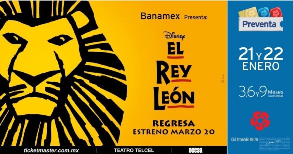 Boletos El Rey León en México 2025: dónde comprar y venta Ticketmaster