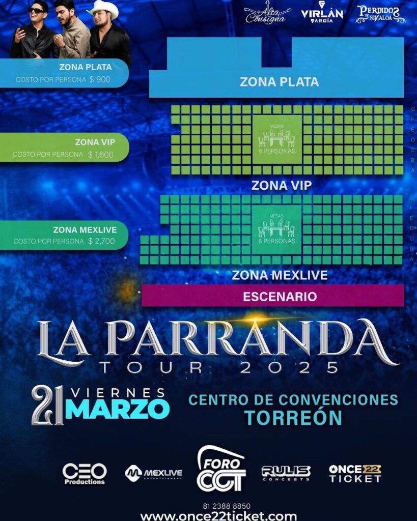 Boletos para La Parranda Tour en Torreón 2025: precios y dónde comprar