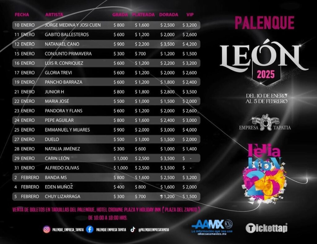 Feria de León 2025: artistas, fechas, boletos, precios, horarios y mapa