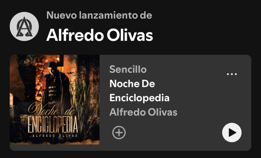 Noche de Enciclopedia, nueva canción de Alfredo Olivas